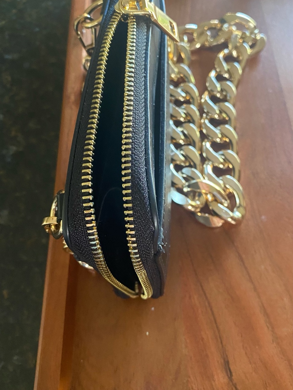 Black Women's Chain-Handle Crossbody Bag - Gold Hardware - Picture 3 of 5